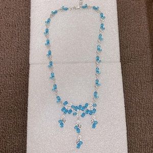 Luxury Swiss Blue Topaz Necklace (925 silver)